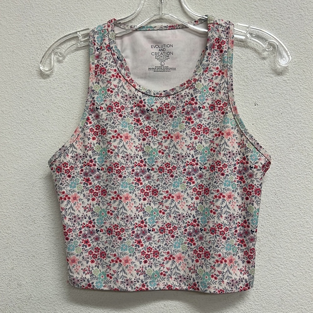 Evolution and Creation Floral Sport Crop Top L - Picture 2 of 9